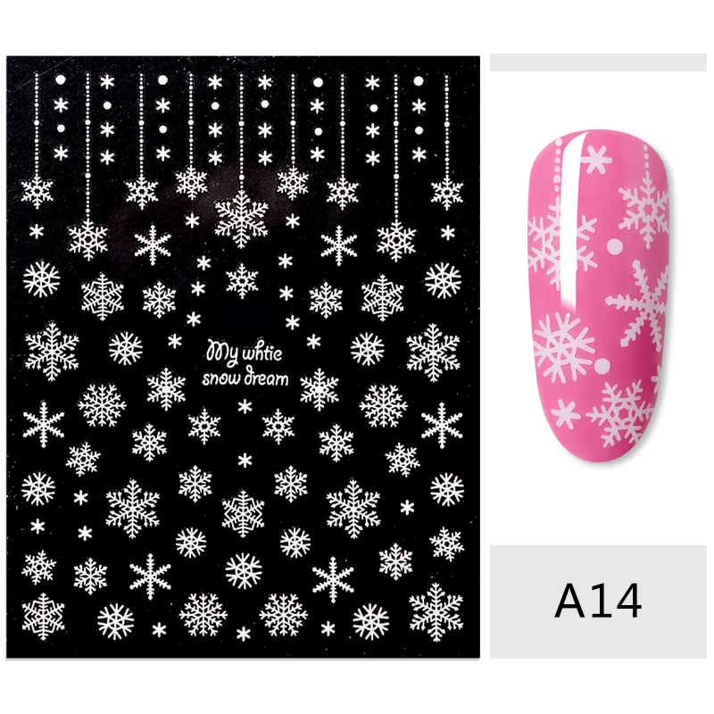3D Christmas Theme Style Nail Art Stickers Snowflake Star Santa Claus Snowman PatternDIY Nail Decoration Nail Sticker Manicure - Цвет: EES08256