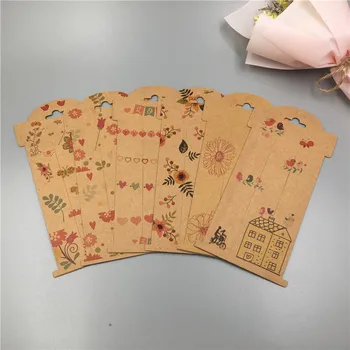 

Fashion Hair Clip Display Cards Multi Style With Colorful Printed Handmade Kraft Paperboard Hairpin Packing Cards 50Sets
