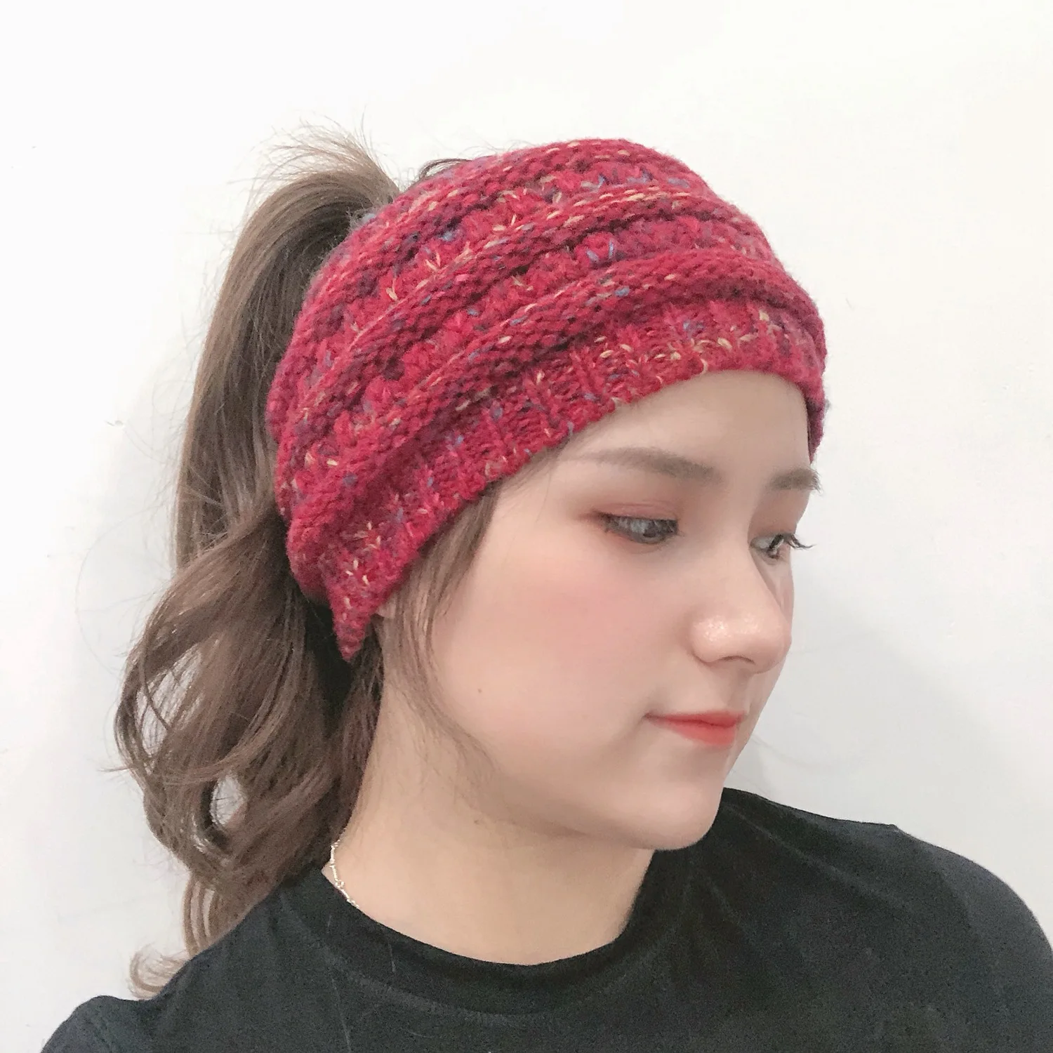 New Knitted Horsetail Cap in Autumn and Winter of Europe and America in