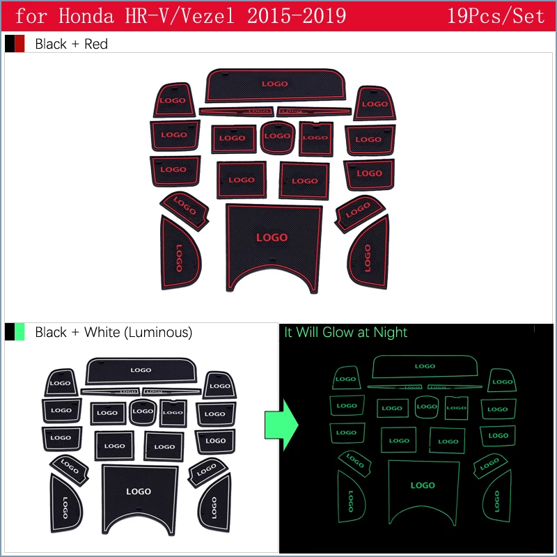 Anti-Slip Rubber Gate Slot Cup Mat for Honda HR-V HRV Vezel 2015 2016 2017 2018 2019 Cushion Door G