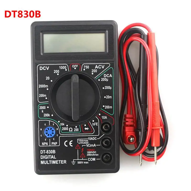 Junejour DT830B /DC ЖК-дисплей Цифровой мультиметр 750/1000V Вольтметр Амперметр Ом тестер