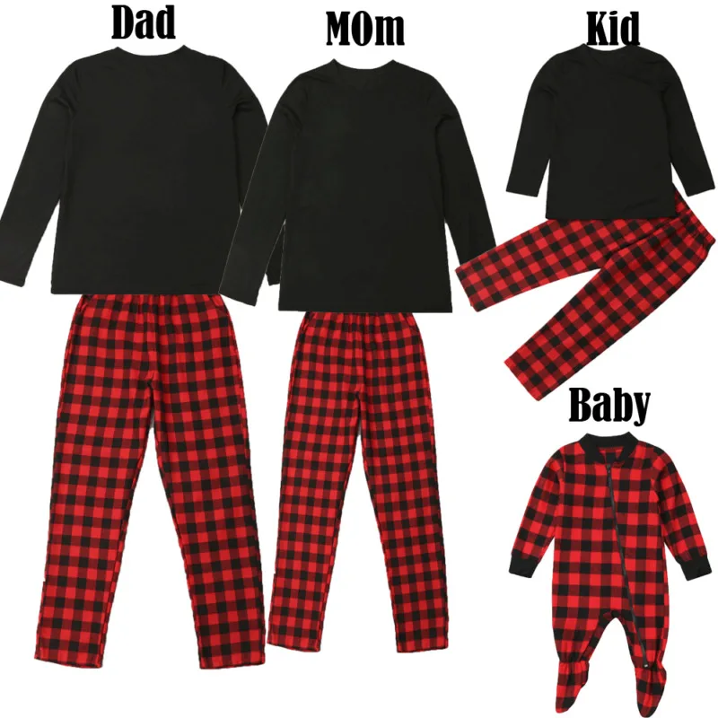 New Autumn Winter Family Matching Christmas Pajamas Set Outfits Dad Mom Kids Babies Casual Plaid Sleepwear Nightwear Homewear