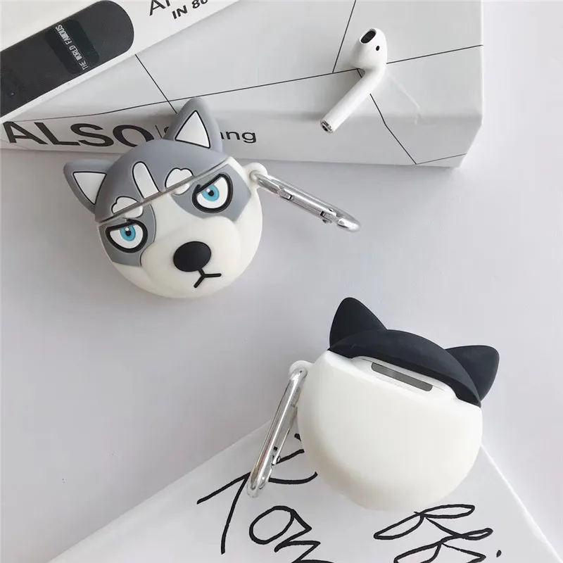 3D Мультяшные крутые очки Bulldog Alaskan Dog Husky Corgi чехол для Apple Airpods 1 2 беспроводной