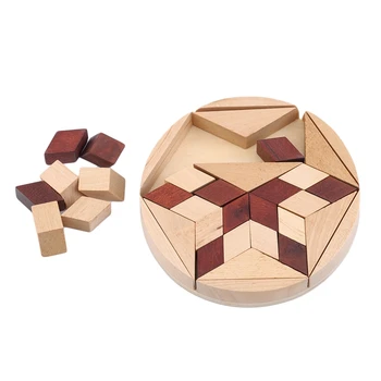 

Wooden Colourful Hexagonal Wooden Geometric Shape Jigsaw Puzzles Board Montessori Toys Educational Intelligence Toys