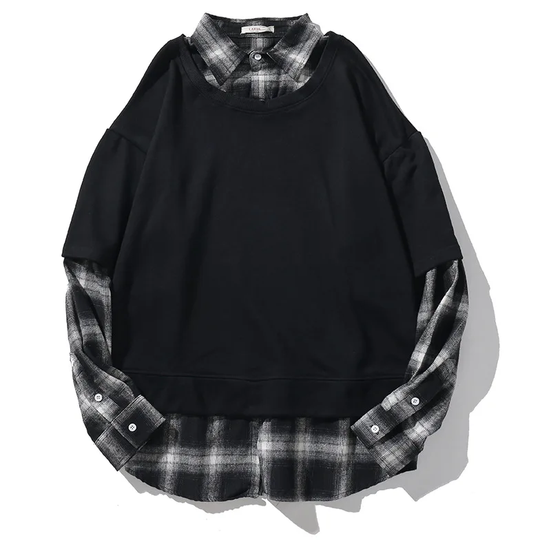 BOLUBAO, модные брендовые мужские повседневные рубашки, новая уличная хип-хоп трендовая Мужская рубашка с длинным рукавом, Мужская Удобная рубашка в клетку с отворотом - Цвет: Black