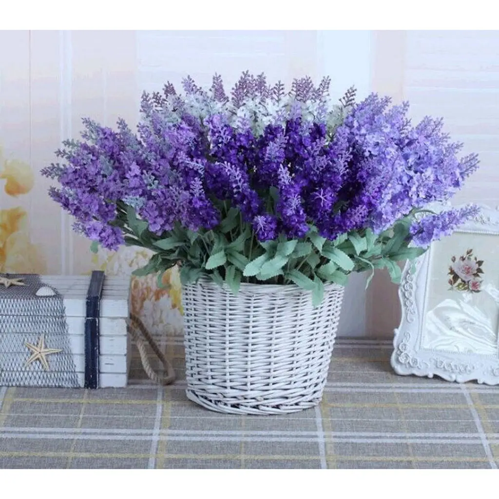 10 головок домашний декор Лавандовые цветы шелк искусственный букет Свадебная вечеринка ремесло декоративные цветы