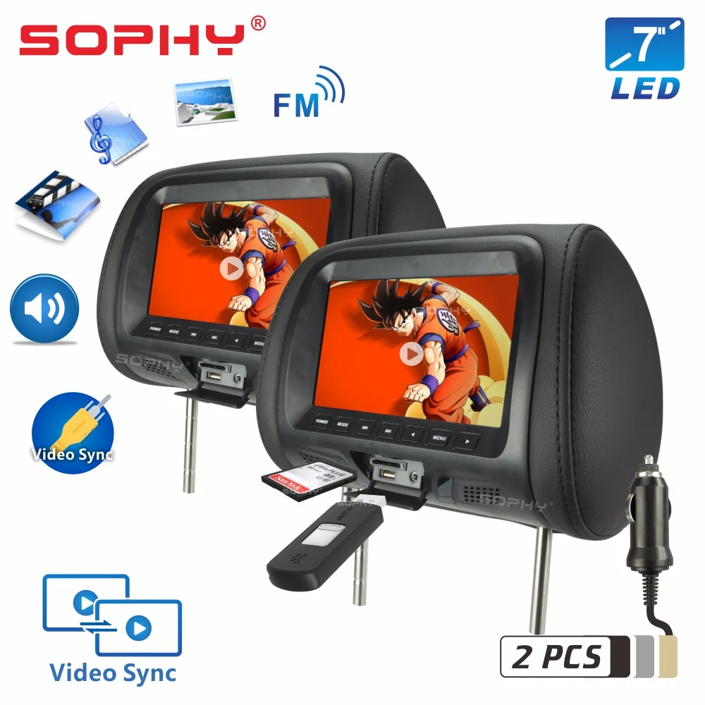 Multimedia Video Player mit USB/SD Port 7-Zoll HD Monitor MP5 Player Auto Kopfstützen Kissen YOUKUKE Auto-Kopfstützen DVD-Player 