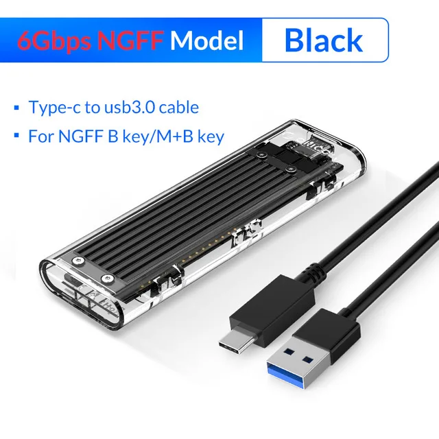Чехол для SSD ORICO M2 M.2 к USB Type C прозрачный корпус жесткого диска NVME PCIE NGFF SATA M/B диск