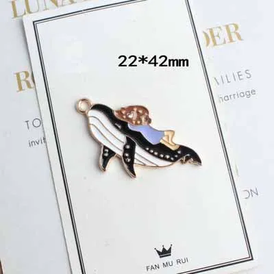 10pcs/lot Sperm Whale Charm Pendants Alloy Metal Enamel Charms For DIY Jewelry Making - Окраска металла: CE-2