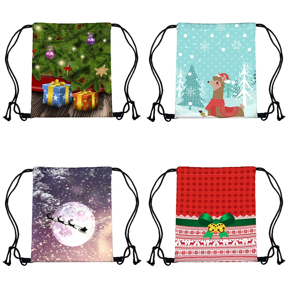 

Zohra Christmas Series Drawstring Top Drawstring Bag 3D Digital Printing Christmas Backpack