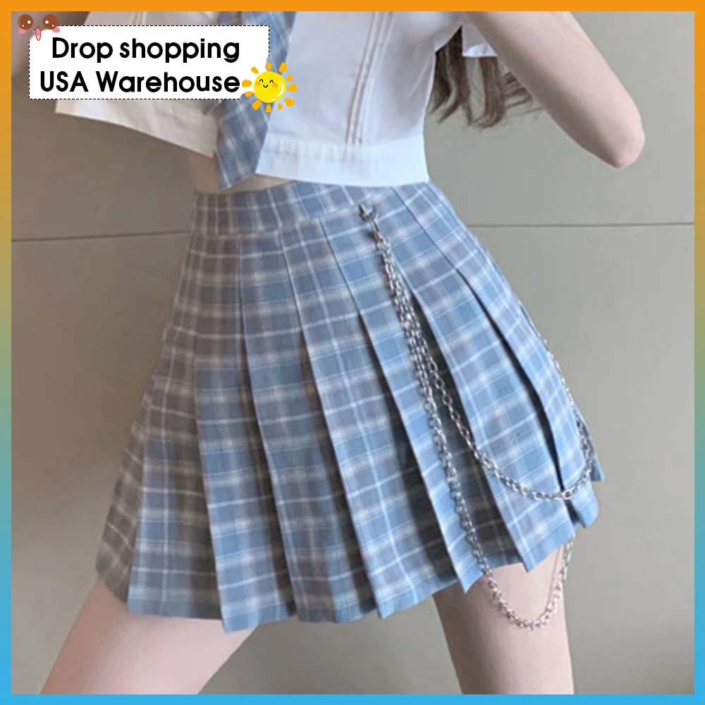 

high waist plaid pleated skirt 2020 new summer fashion skirts for girls For Women Autumn Fashion 2020 Streetwear New