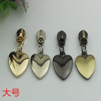 

Metal Heart Shape Zipper Head Pull 5 # Copper Teeth Alloy Diy