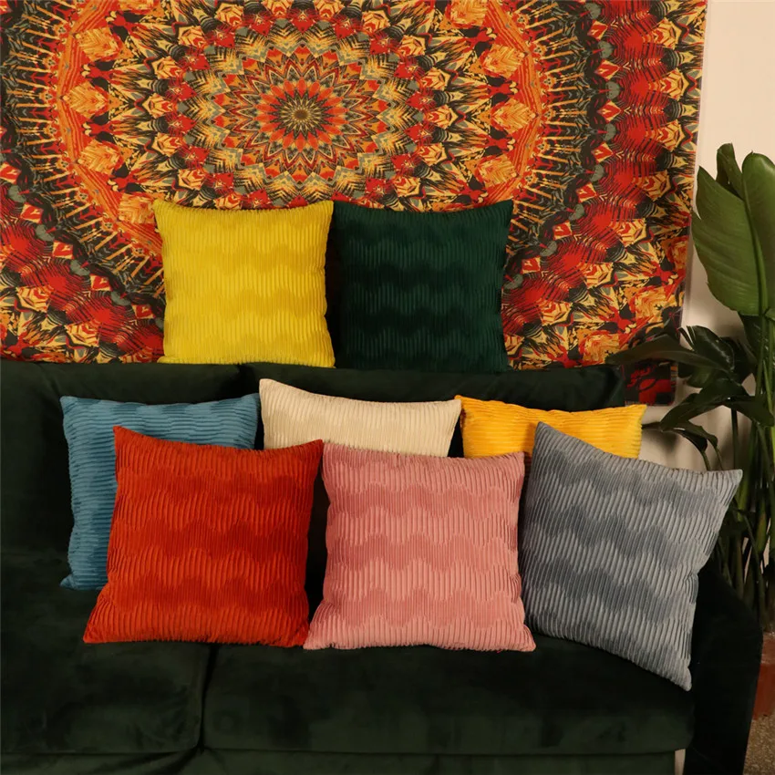 45x45 см волнистый обжимной чехол для диванной подушки розовый декоративный Чехол