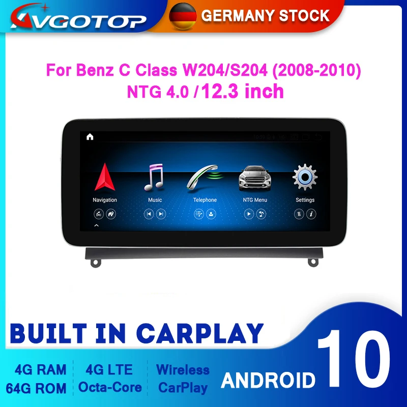 AVGOTOP большой экран Android 10 GPS автомобильное радио DVD-плеер для MERCEDES-BENZ C-класс W204/S204