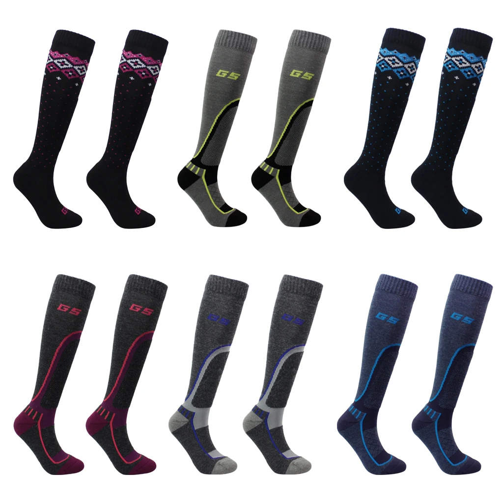 

Men's Women's Kids Snow Knee-High Performance Ski Winter Warm Wool Blend Thermal Foot Warmers Football Soccer Socks