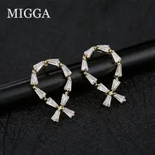 MIGGA Сияющий кубический циркон галстук-бабочка серьги-гвоздики золотой цвет CZ камень кристалл серьги для женщин