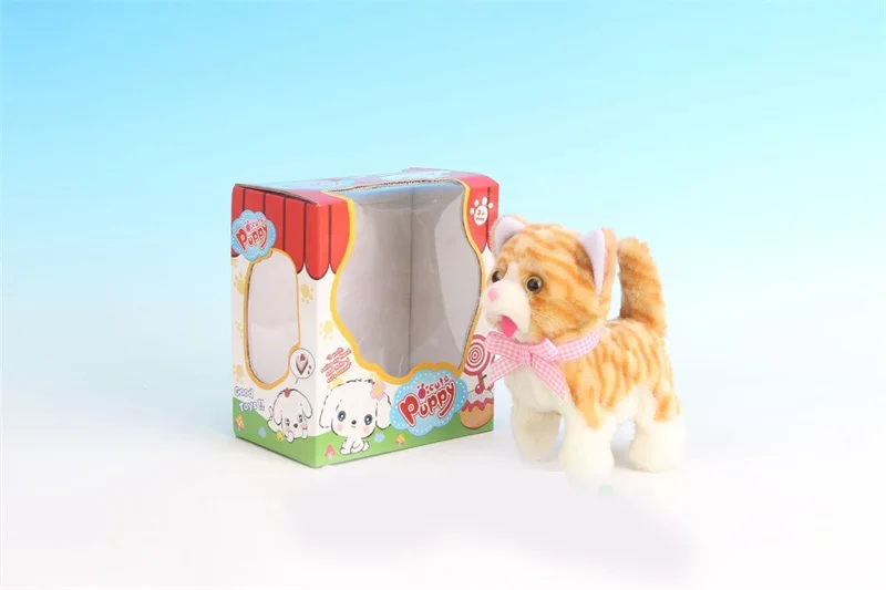 

Electric Cat Plush Kitten Will Call Shake Tail Spot Cat Forward round Steak Electric Toy Cat Stall