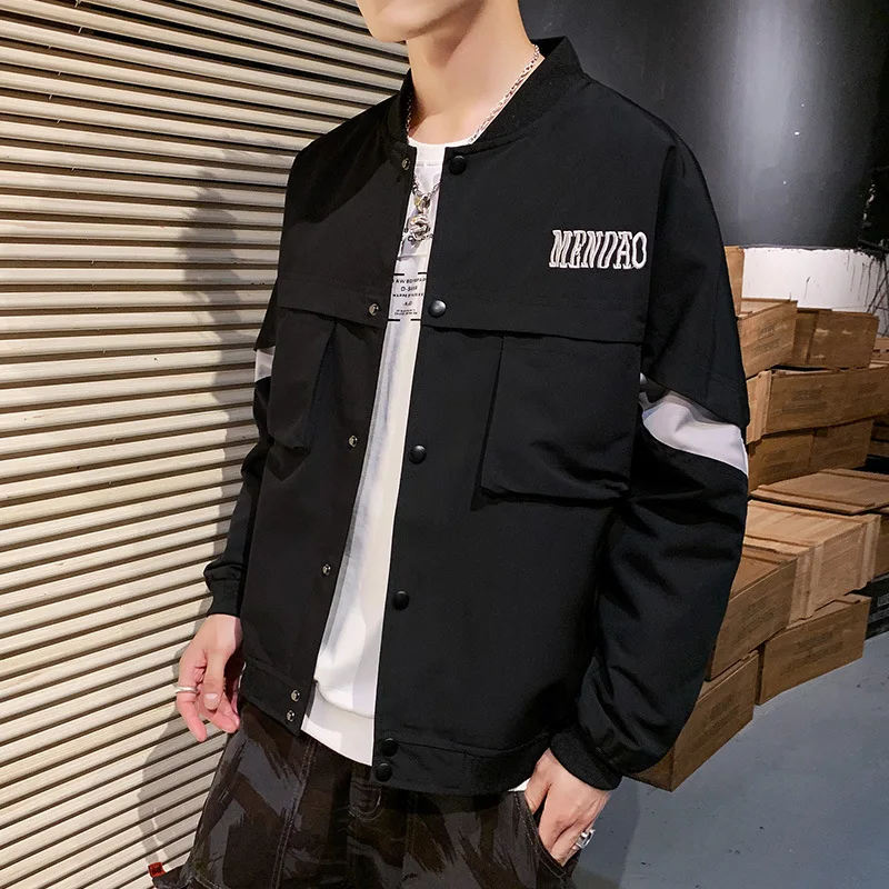 

Men Jacket Japanese-style Loose-Fit Heterochromatic Joint Thread Closing Windproof Autumn And Winter Handsome Versatile Fashiona