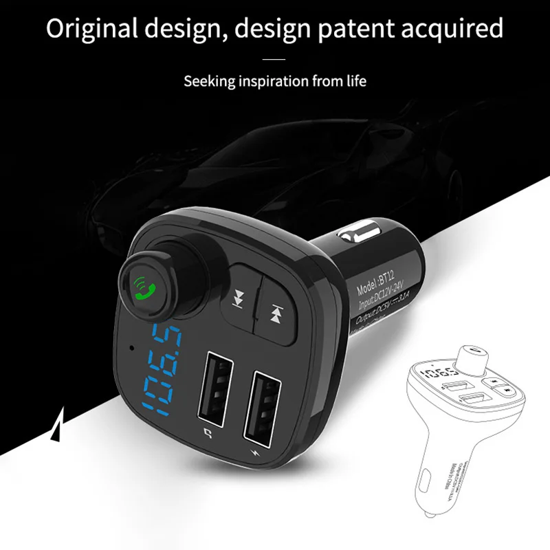 Bluetooth автомобильный fm-передатчик беспроводной радио адаптер mp3-плеер дисплей зарядного устройства USB: светодиодный экран дисплея