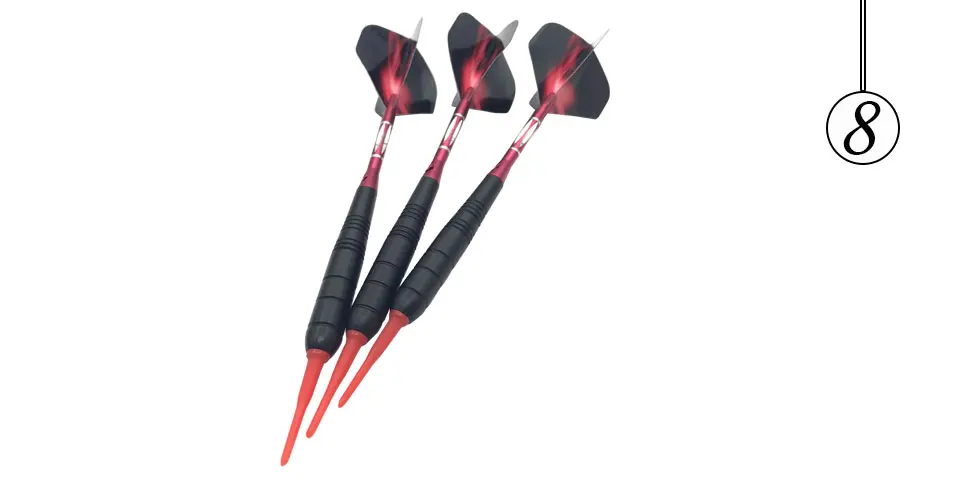 Easytoday 3Pcsset Darts Professional Sports Supplies Red Soft Tip Darts Metal Barrel Darts Shafts Aluminum Flight Tail wing (8)