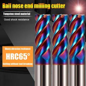 

TUGE Cutter HRC65 4 Flute Tungsten Steel Carbide Milling Cutter Hard Alloy Milling Tools Ball End Mill For Metal Milling Cutter