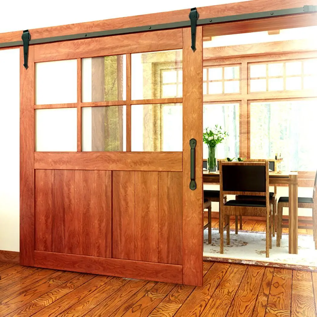 

6FT Modern Sliding Barn Door Closet Hardware Track Kit Track System Unit for Single Wooden Doo