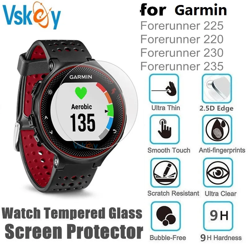 VSKEY 100PCS Tempered Glass for Garmin Forerunner 235 230 220 225 Screen Protector Smart Sport Watch Protective Film