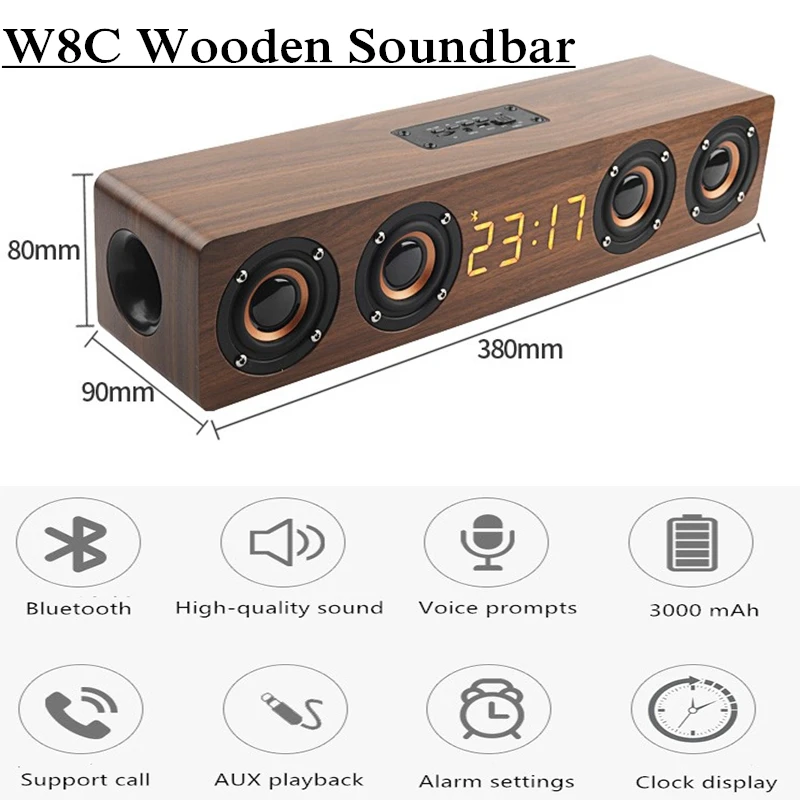 Bluetooth динамик 4 динамика ТВ саундбар сабвуфер колонка со светодиодным дисплеем FM