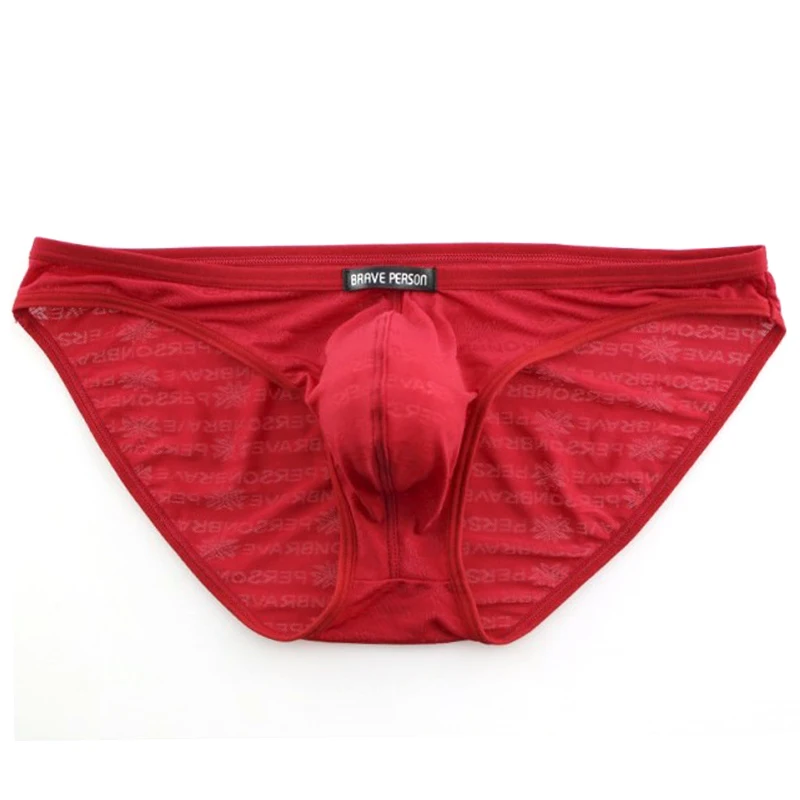 hot Brave Person Underwear Men's Briefs Transparent Mesh Sexy Underpants men's printed briefs jockstrap gay