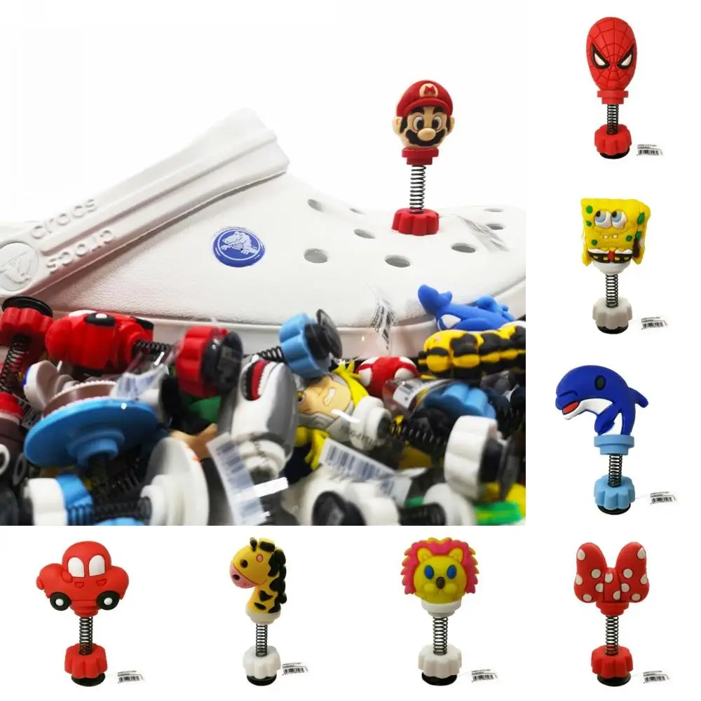 

100pcs/lot cool 3D Standing PVC Shoe Charms Avenger Spring Shoe Buckles Animals Shoes Accessories Croc JIBZ kids party gifts