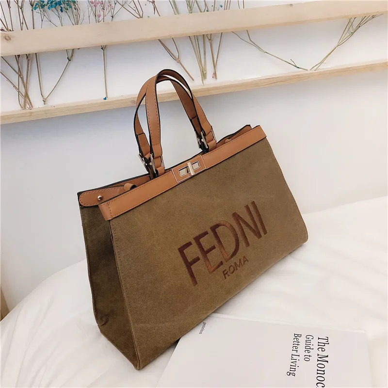 

All-Match Canvas Handbag For 2020 Autumn New Women Fashion Single Simple Large Capacity Tote Bag Ladies Fashionable Shoulder Bag