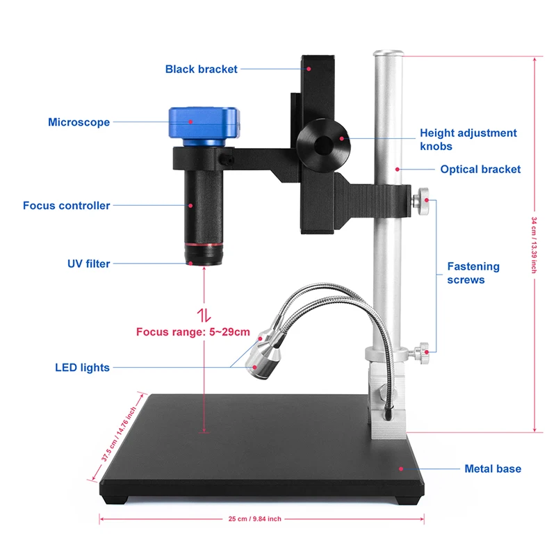 Andonstar 4K Industrial  FHD Digital  Microscope HDMI/USB 150X Camera Set For Phone PCB SMD CPU Soldering Watch Repair