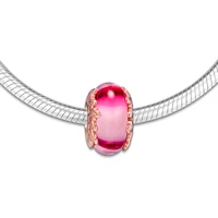 Pink Murano Glass Beads Jewelry 2019 New Rose Golden Leaves Charm Beads for Charms Bracelets DIY Women Beads for Jewelry Making 2