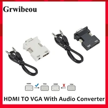 

With 3.5 Audio Output HDMI To VGA Converter HDMI Female To VGA Male Adapter Digital To Analog HD 1080P For PC Laptop Tablet