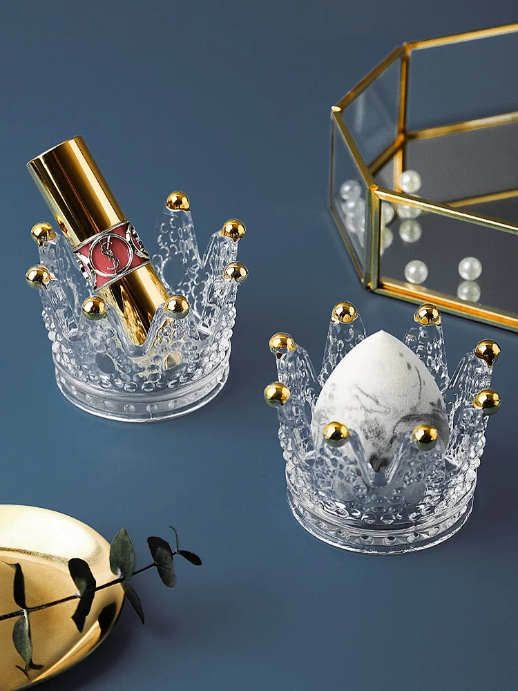 5pcs/set Crystal Candlestick Candle Decoration Cup Crown Glass Candle Cup