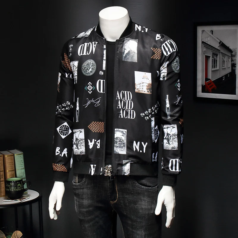 

Streetwear Club Outfit Coat Bomber Plus Size 5xl Floral 2020 Spring Autumn Men Vintage Jacket
