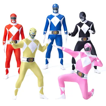 

All- wrap One-Piece Suit Dinosaur Team 5 Warriors Cosplay Costume For Men Collective Performance Hero Uniform