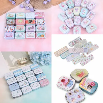 

7style Colorful Mini Tin Pill Case Box Metal Packing Tin Jar Boxes Small Medicine Case Cans Coin Headphones Nail Travel Pill Box