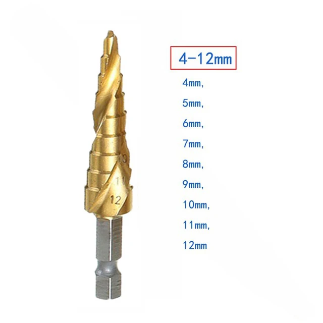 4-12 mm 9 Step Vastar из быстрорежущей стали титановое ступенчатое сверло 3-12 мм 4-12 мм 4-20 мм металлический центральный пробойник для деревообработки - Цвет: 4-12 mm 9 Step