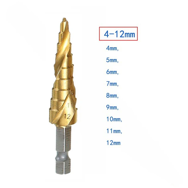 Vastar из быстрорежущей стали титановое ступенчатое сверло 3-12 мм 4-12 мм 4-20 мм металлический центральный пробойник для деревообработки - Цвет: 4-12 mm 9 Step