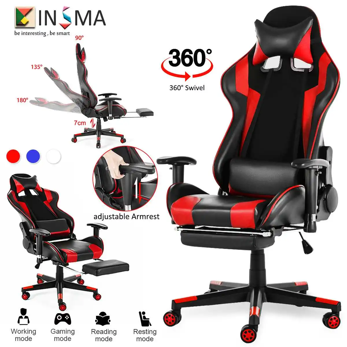 Office Chair Adjustable Armrests High-Back PU Leather Laptop Desk Chair Gaming Armchair with Footrest for Home Office Furniture Office Chair Adjustable Armrests High-Back PU Leather Laptop Desk Chair Gaming Armchair with Footrest for Home Office Furniture