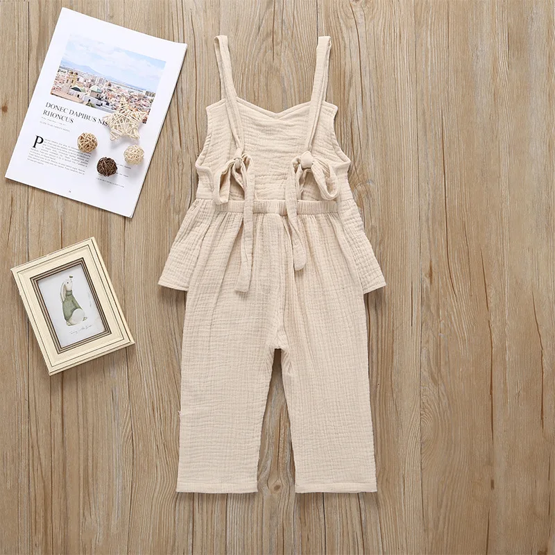 Kids Baby Girls Clothes set Sleeveless Backless Romper T shirt Overalls Jumpsuit Wide Leg Pants Trousers Outfits