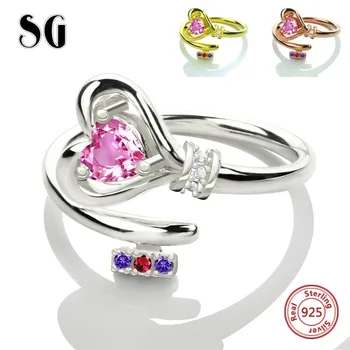 

925 Sterling Silver Personalized Birthstone key of my Heart adjustable finger rings For Women custom Jewelry free shipping