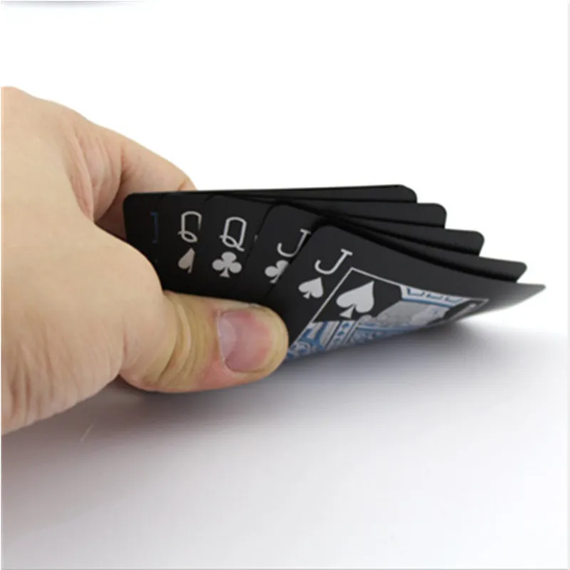 Quality Waterproof Plastic Playing Cards Trend PVC Poker Card Classic Magic Tricks Tool Pure Black Magic Box Card Game