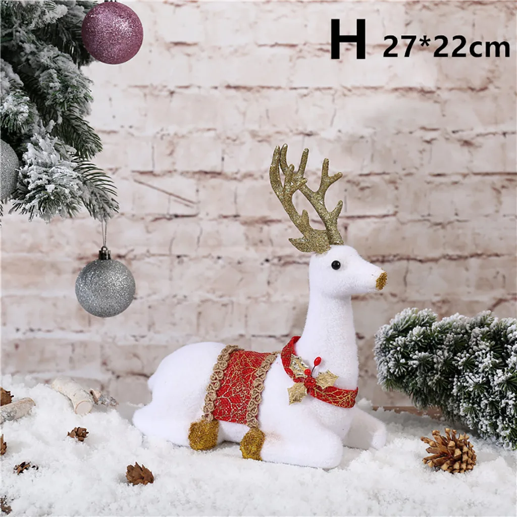 Новые Рождественские Подвески, 1 шт., Рождественский Белый олень, имитация оленя, украшение для дома, лося, кукла, модель животного 1022#30
