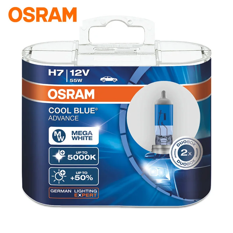 Лампа OSRAM для автомобильных фар 5000K 50% более яркие галогенные лампы H1 H3 H4/9003 H7 H9 H11
