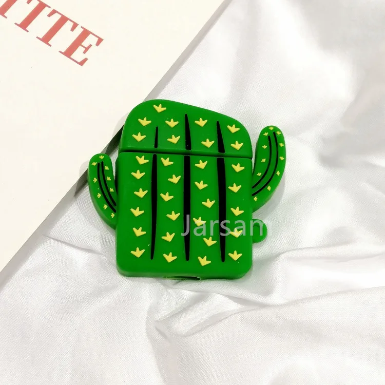 3Dgreencactus Чехол для Airpods, силиконовый чехол с рисунком для Apple Air pods, милый чехол для наушников, 3D чехол для наушников, аксессуары для наушников - Цвет: 3Dgreencactus
