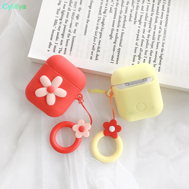 50pcs 6styles Flower Silicone Case Soft For Bluetooth Earphone Case Wireless Earbuds carrying storage case party favor