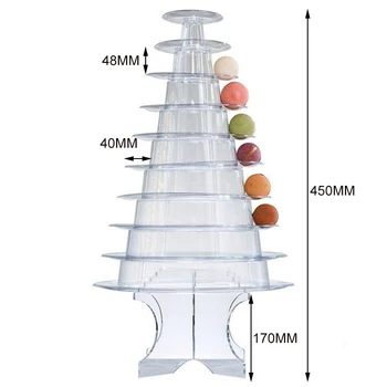 

10-layer Macaron Display Stand With Base Round Tray Wedding Cake Decor Frame