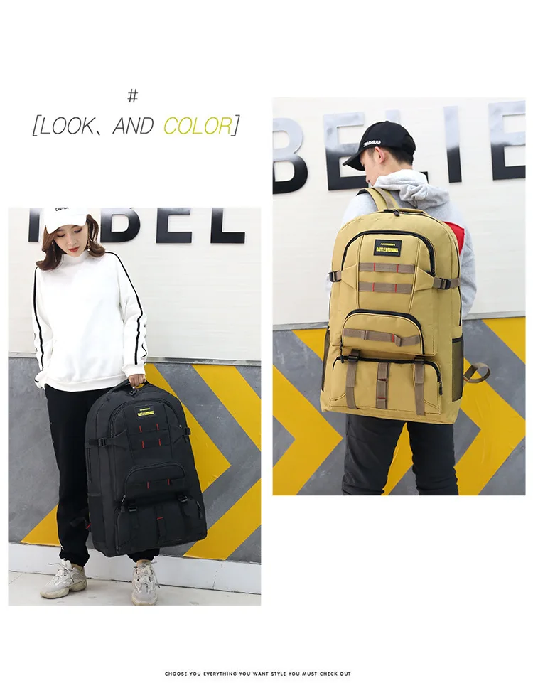 Large capacity waterproof nylon backpack men's travel backpack sports backpack outdoor hiking backpack camping men's backpack
